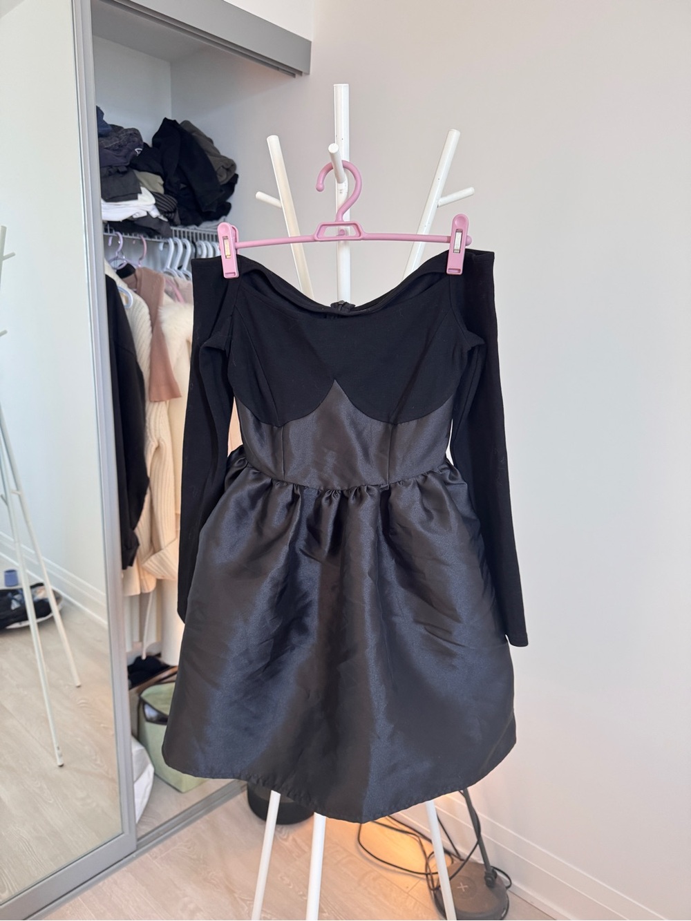 Black Off-Shoulder Fit & Flare Dress